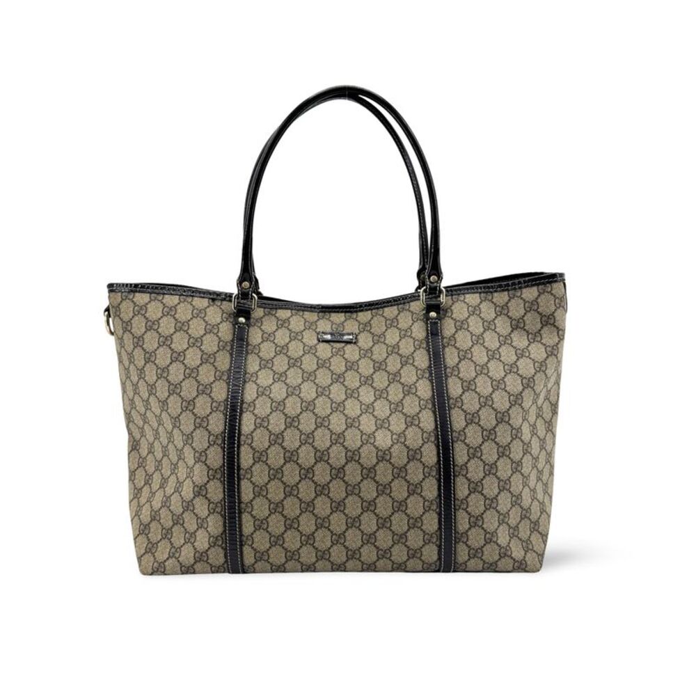 Gucci Joy Gg Coated Canvas With Leather Brown Canvas Tote Bag Bag